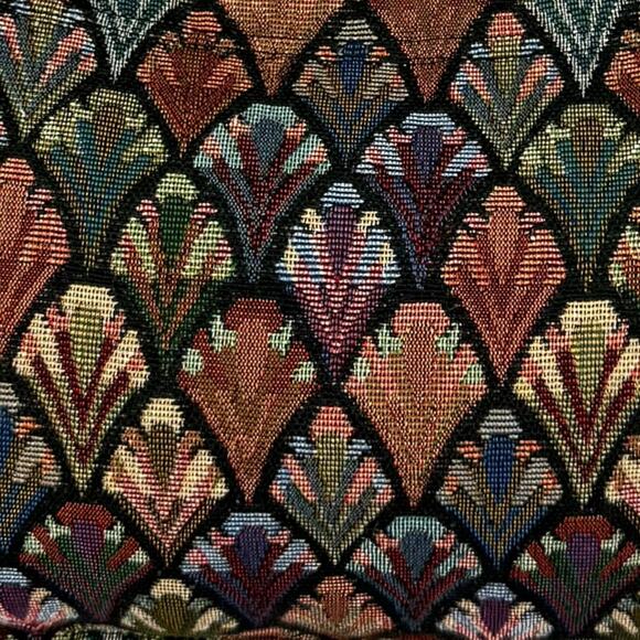 1960's handmade peacock rainbow tapestry carpet bag - Picture 12 of 15